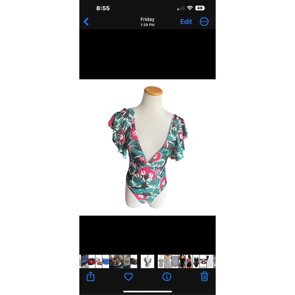 NWT Womens TeLaura Flounce Ruffle Monkini Swimsuit - Sz S